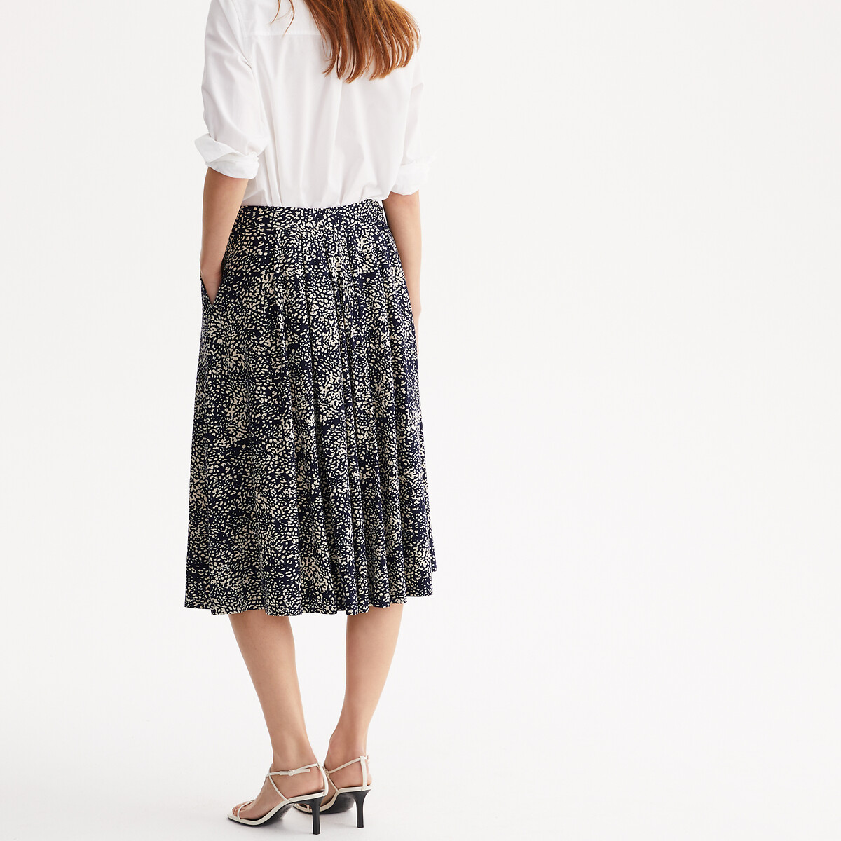 ANNE WEYBURN<br>Saia ampla com estampa floral, comprimento midi