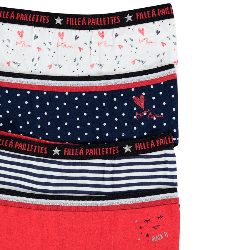 Lot de 4 shorties en coton à imprimés variés - Bleu marine