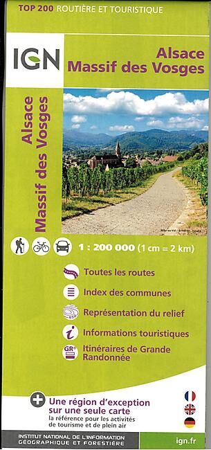 IGN - TOP 201 MASSIF DES VOSGES ECHELLE 1 200 000