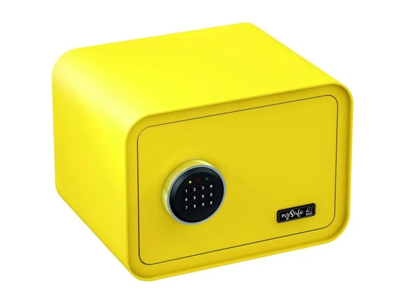BASI mySafe 350, Fritstående pengeskab, Gul, Kode, Elektronisk, Væg, 1 hylder, Batteri