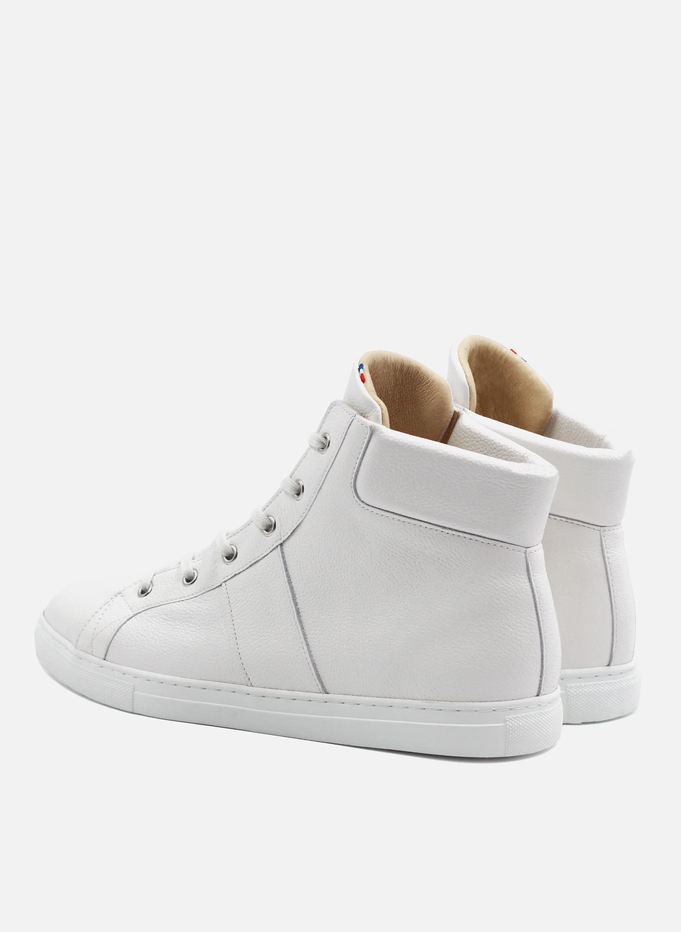 Baskets montantes mif cuir grainé | Blanc