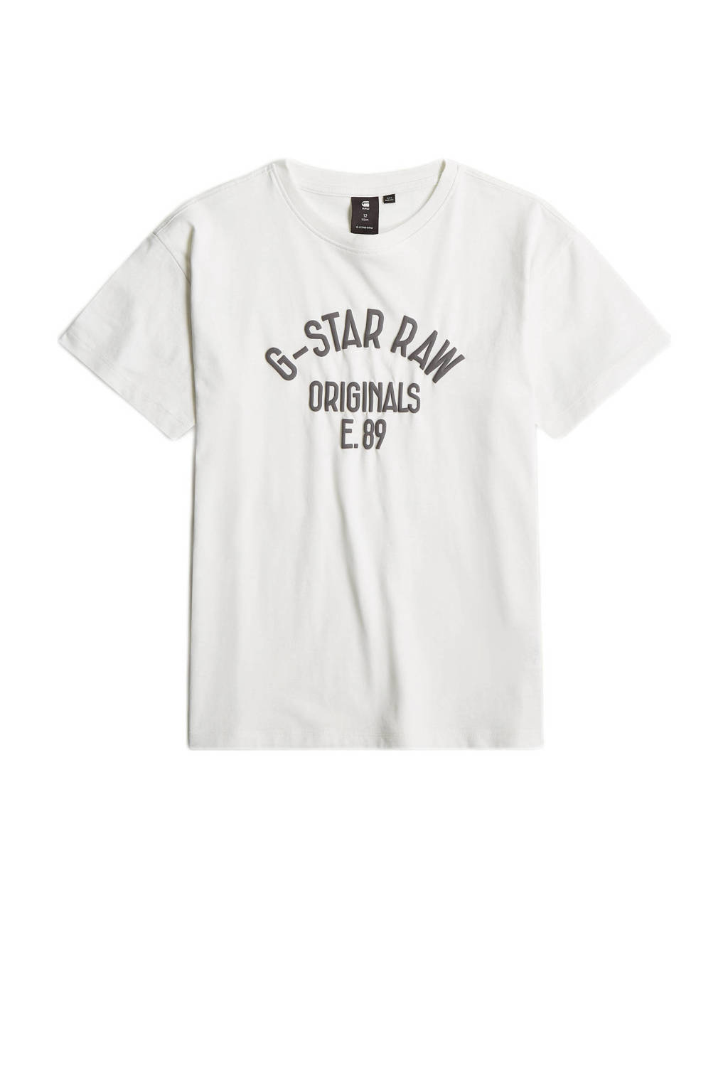 G-STAR T-shirt met logo wit/grijs