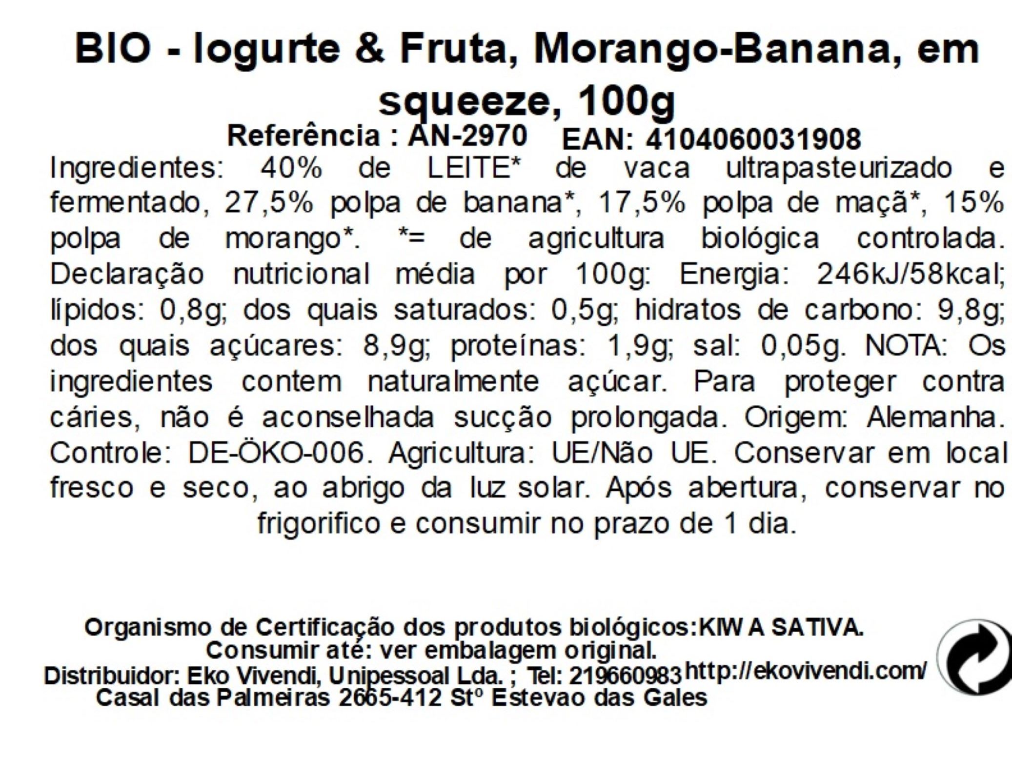 IOGURTE INFANTIL ANDECHSER MORANGO E BANANA 100G