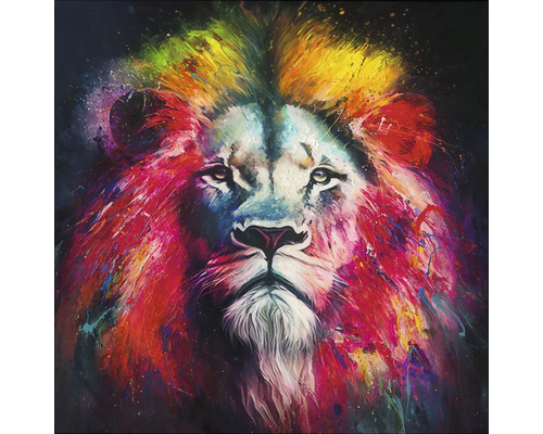 Canvas schilderij Origineel Kleurrijke Leeuwenkop VI 90x90 cm