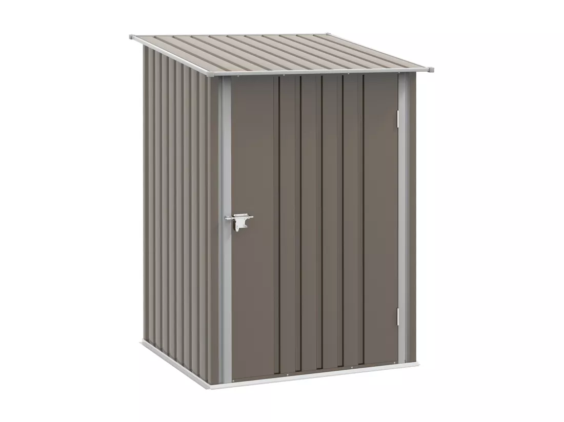 Abri de jardin - remise pour outils - cabanon porte verrouillable - dim. 1L x 1,03l x 1,6H m - tôle d'acier ondulée taupe