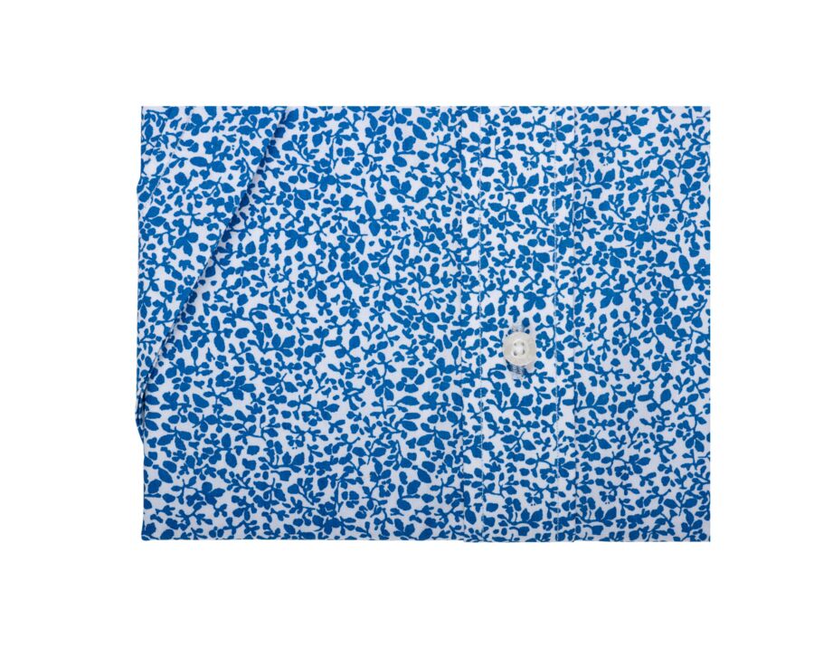 Chemise coton bleue imprimée fleurs blanches - FLAVIUS MC