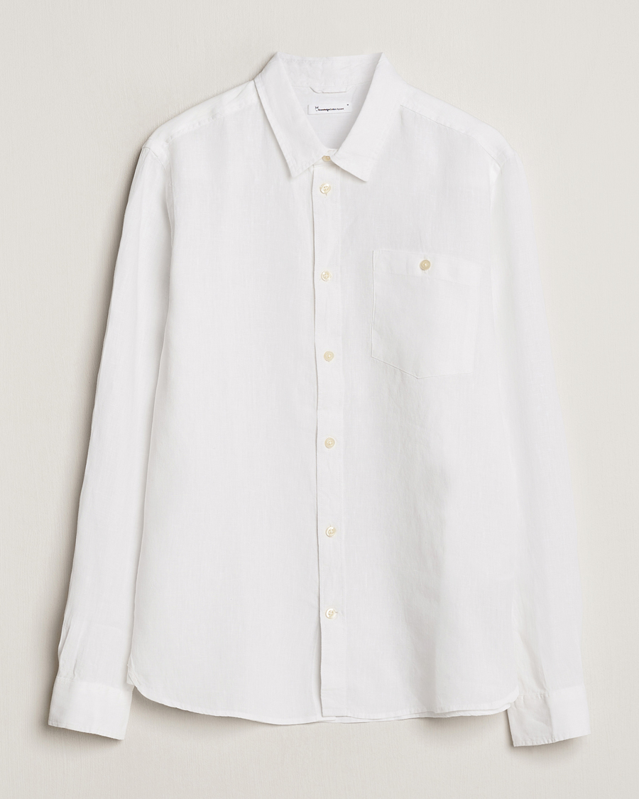 KnowledgeCotton Apparel Regular Linen Shirt Bright White