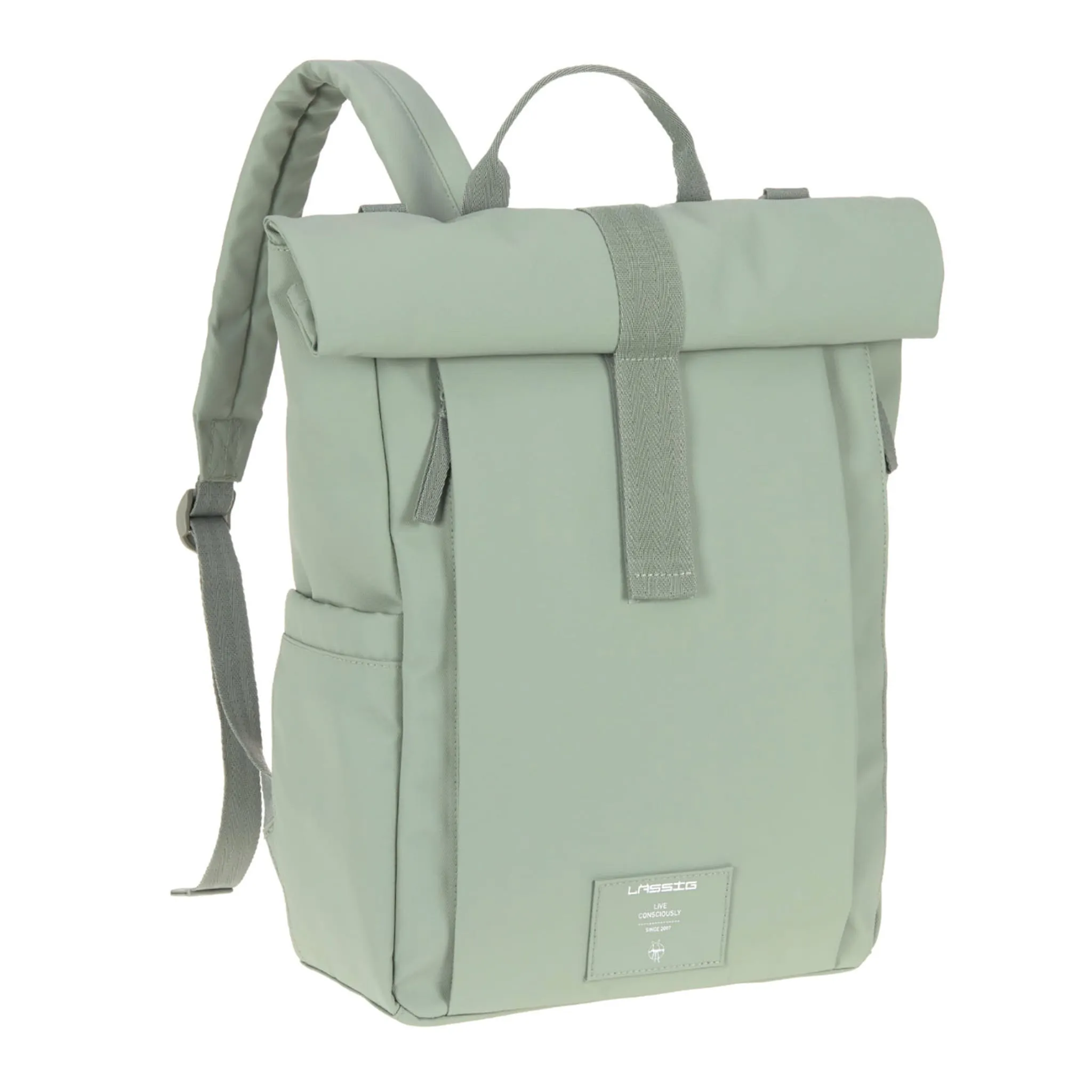 Lassig Sac à Couches à Dos Rolltop - Sauge