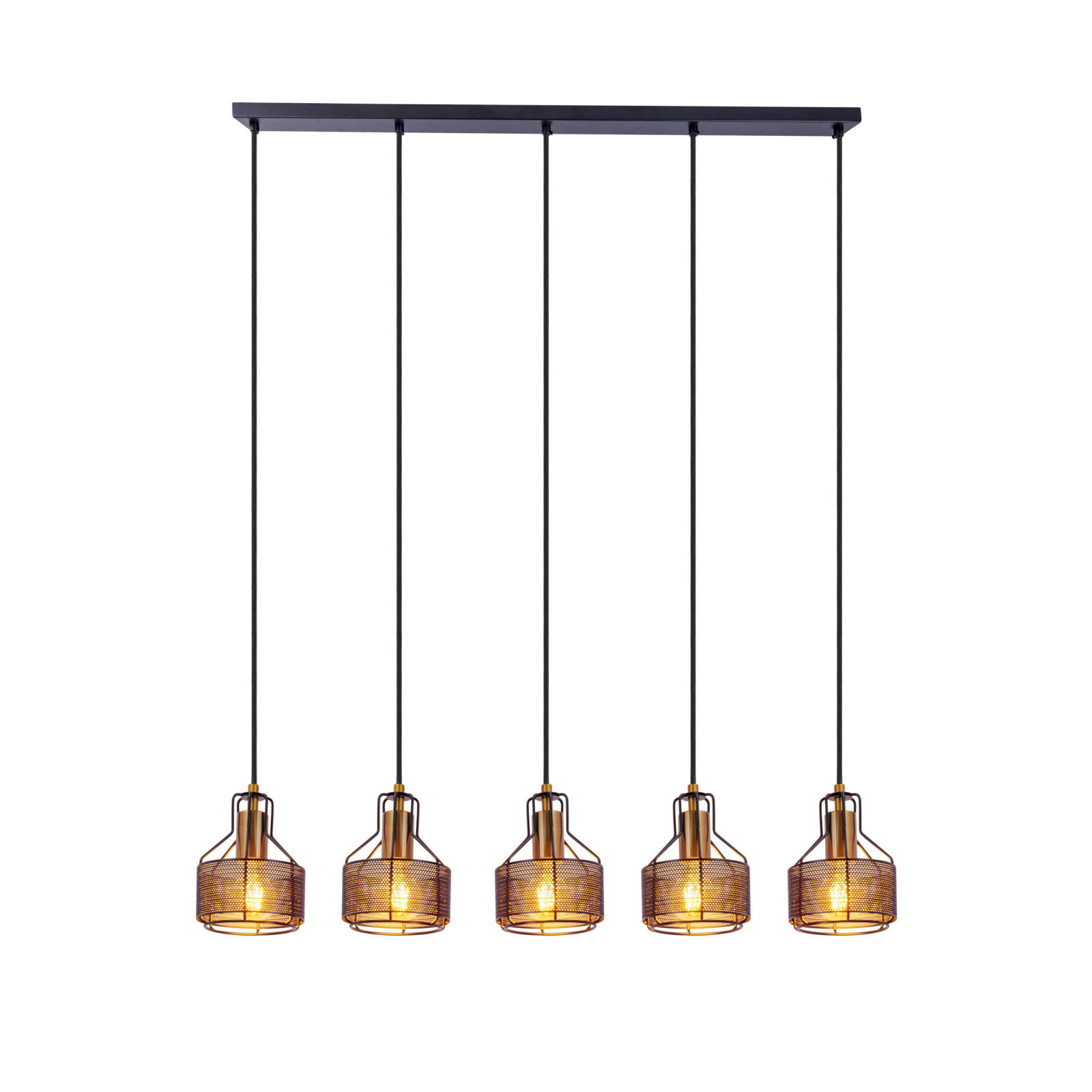 Pendelleuchte FORO - schwarz-gold - 96 cm breit
