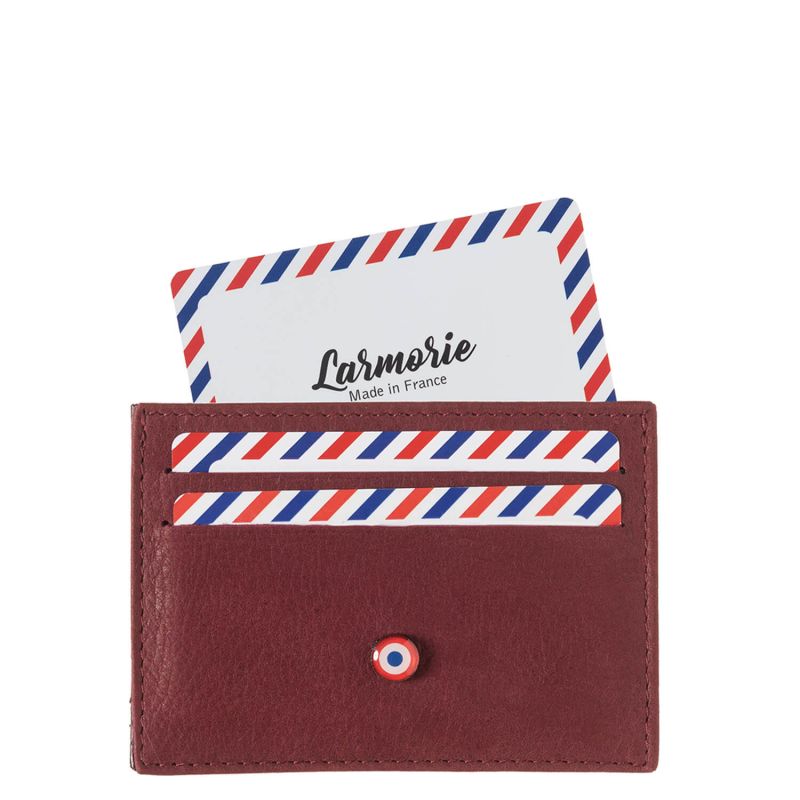 Porte-cartes Georges en cuir Marin-Nubuck Vigne Rouge