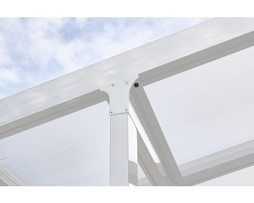 Gutta terrasoverkappingsset, dubbelwandige polycarbonaatplaten, transparant, 306 x 306 cm, wit