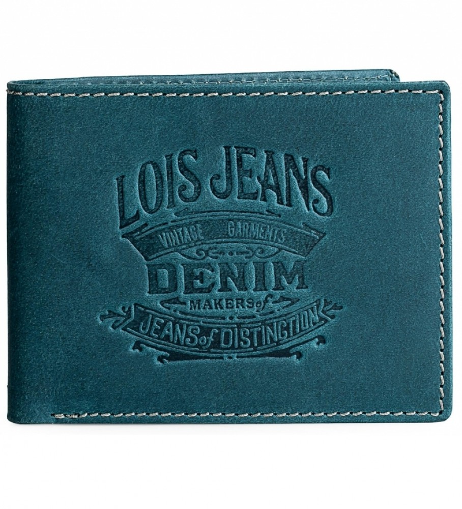 Carteira de couro Lois 201707 Azul 11,5 x 9 cm