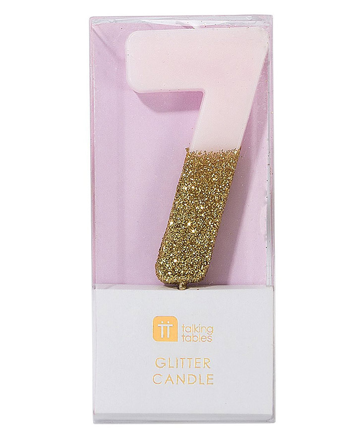 Geburtstagskerze ZAHL 7 in rosa/gold