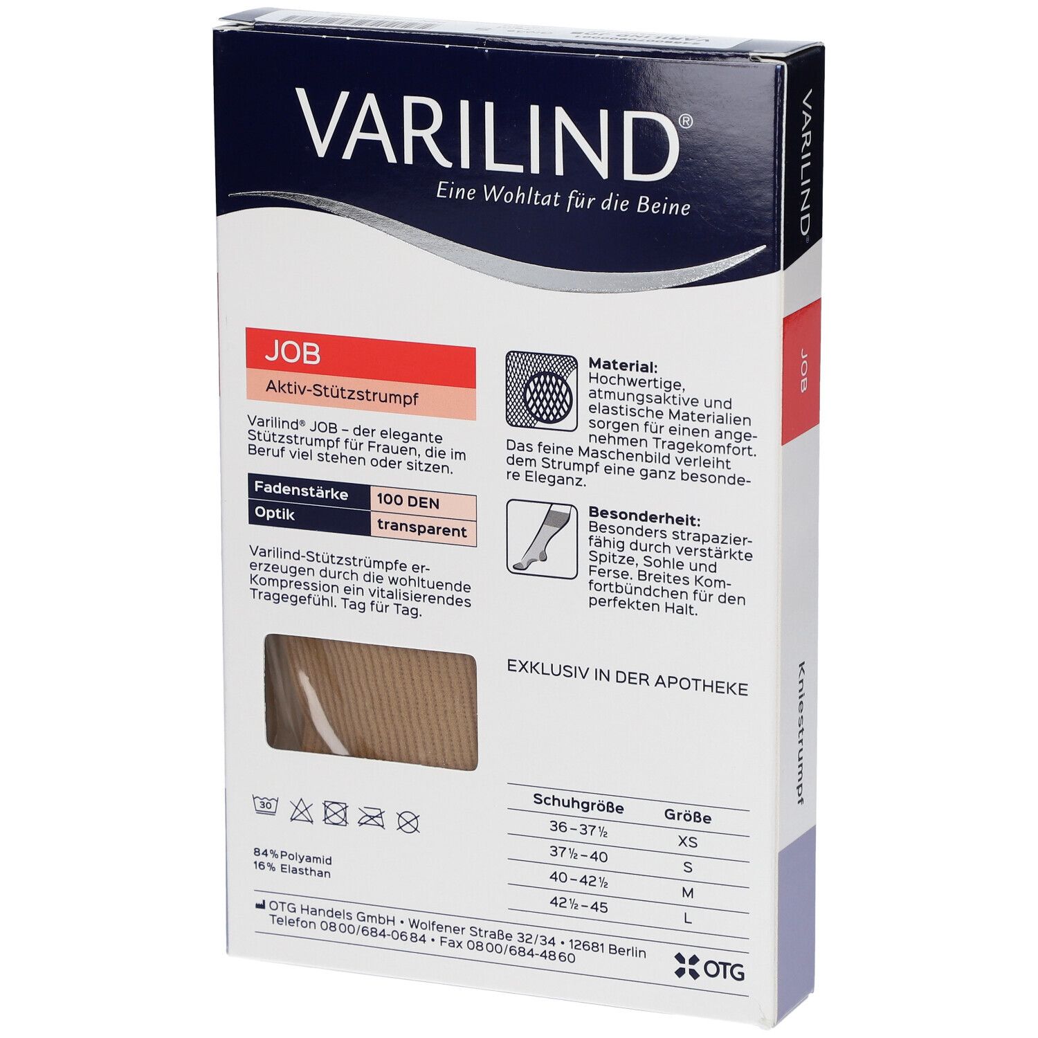 VARILIND® Job Kniestrümpfe 100 DEN teint Gr. S (37,5-40)