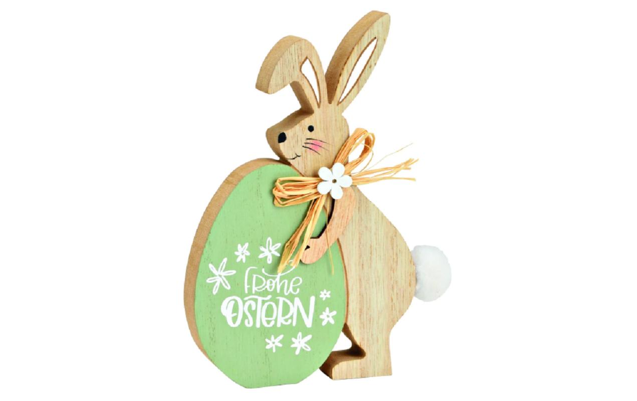 Hase Beige; HellgrünDekofigur Hase mit Ei