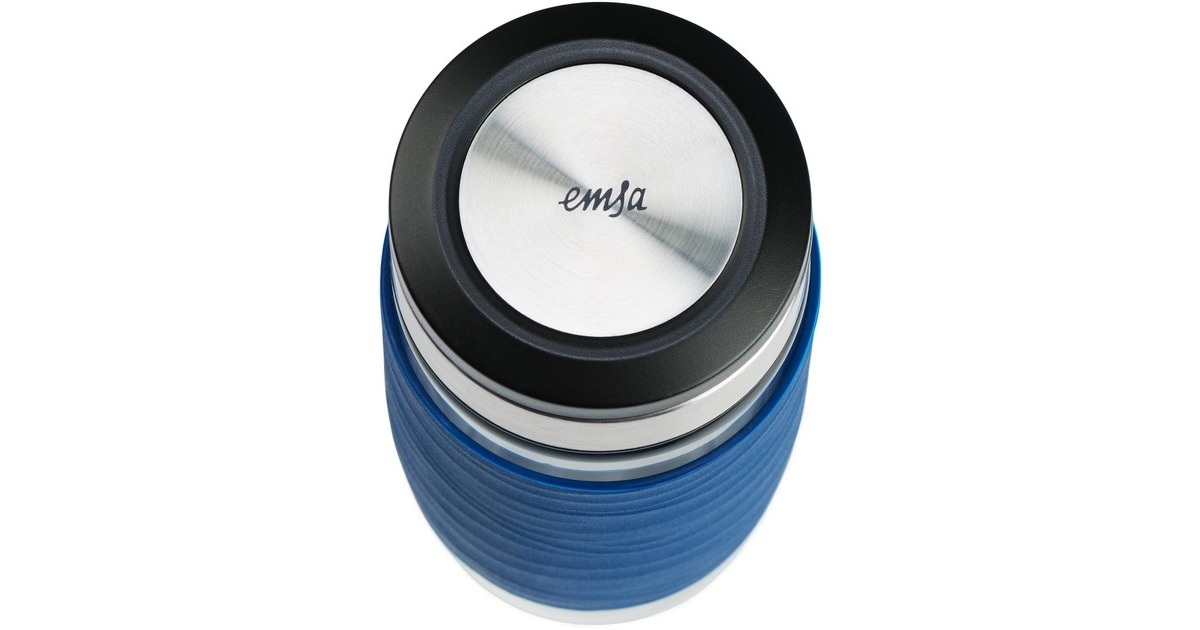 EmsaTea Mug Thermosbeker 0,4 Liter  (Blauw/transparant, Glas, schroefdop)