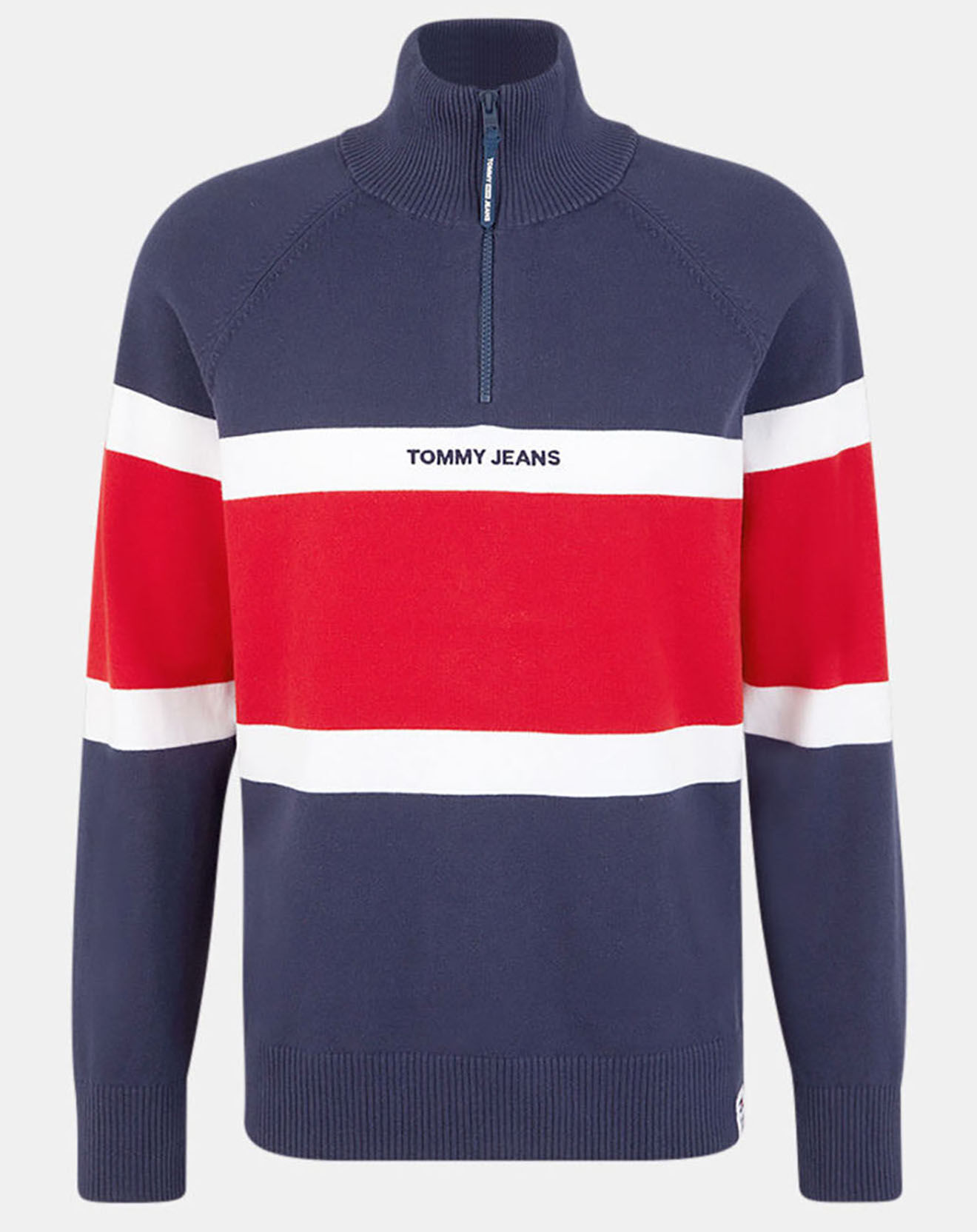 Tommy Jeans Pull colorblock bleu/rouge