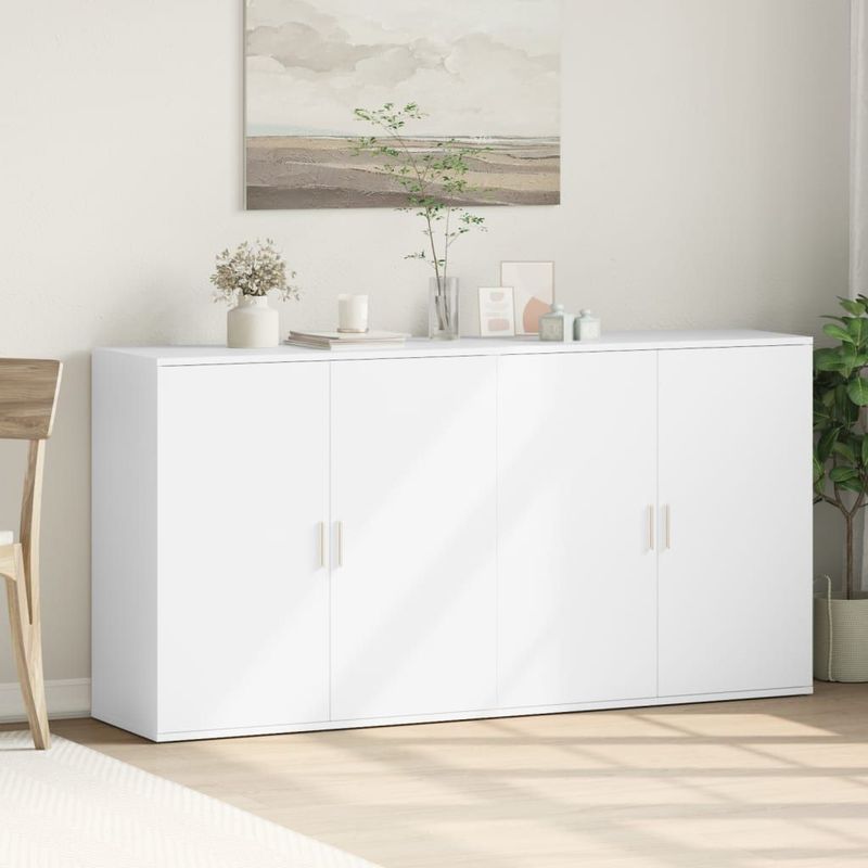 vidaXL - Dressoir - Wit - Bewerkt Hout