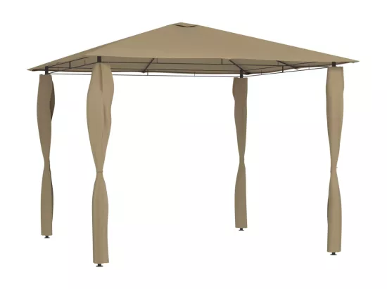 Belvédère avec revêtement de poteaux 3x3x2,6 m Taupe 160 g/m²