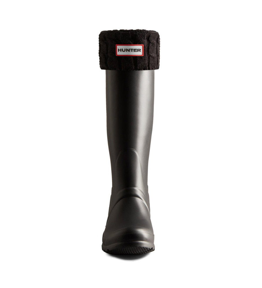Meias Hunter High Boot com punho em formato de oito, pretas