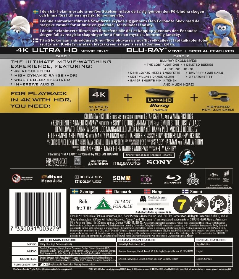 Smølferne - Den Hemmelige Landsby - 4K Ultra HD Blu-Ray