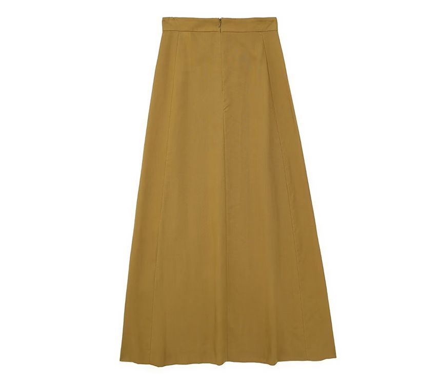 SugaYuja - V-hals effen knoopjesvest / hoge taille midi A-lijn rok / set