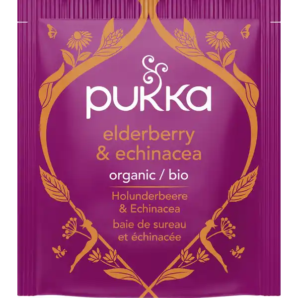 Bio-Früchte-Kräutertee Holunderbeere & Echinacea, mit Echinacea und dunkelroten Beeren