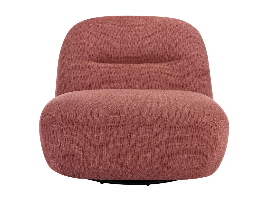 Fauteuil pivotant en tissu texturé terracotta POZETI