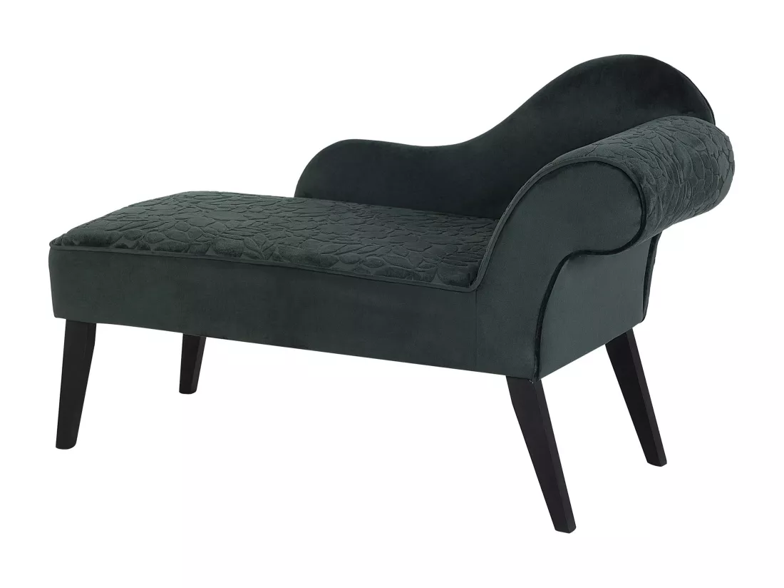 Mini chaise longue en velours vert côté droit BIARRITZ