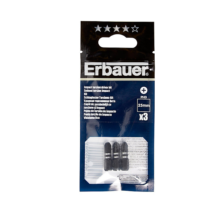 Embout de vissage torsion impact PH3 25 mm Erbauer