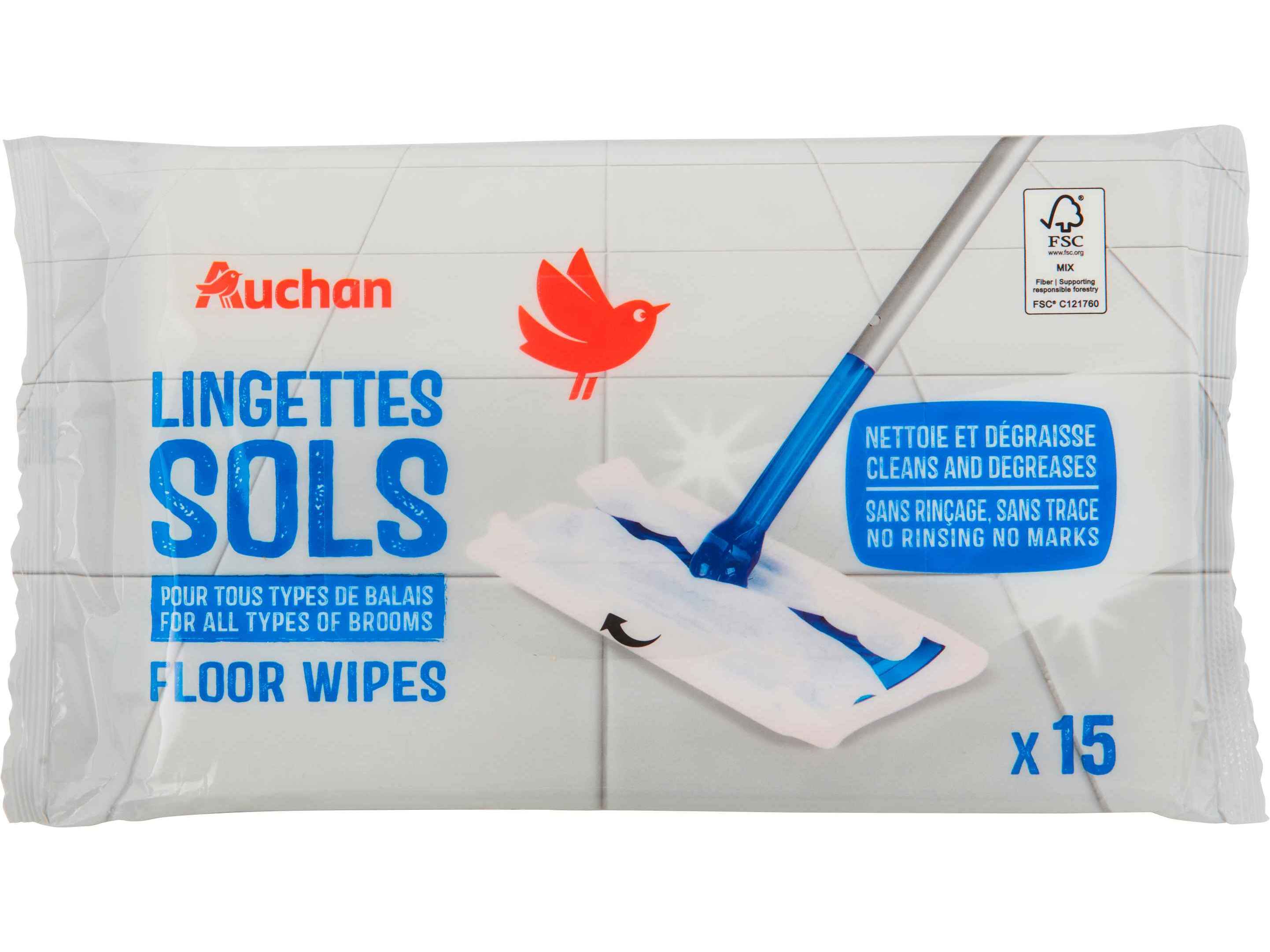 TOALHITAS CHÃO AUCHAN LIMPA & DESENGORDURA 15UN