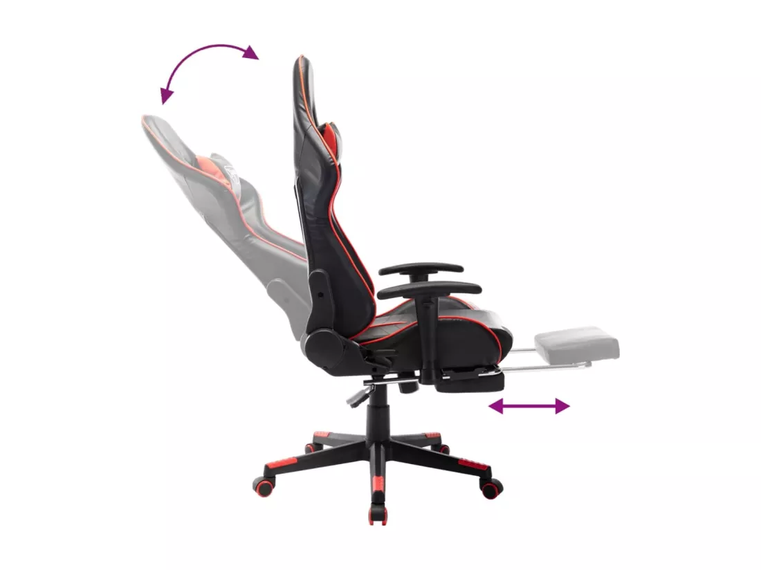 Chaise de jeu avec repose-pied Noir et rouge Cuir artificiel