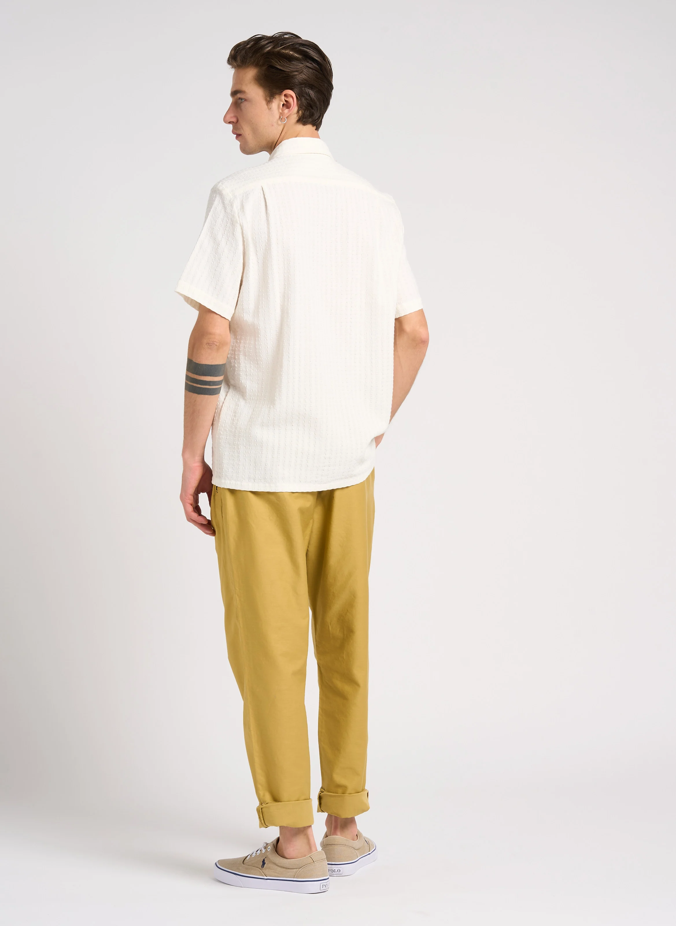 AVAN - Chemise regular en coton bio texturé | Blanc