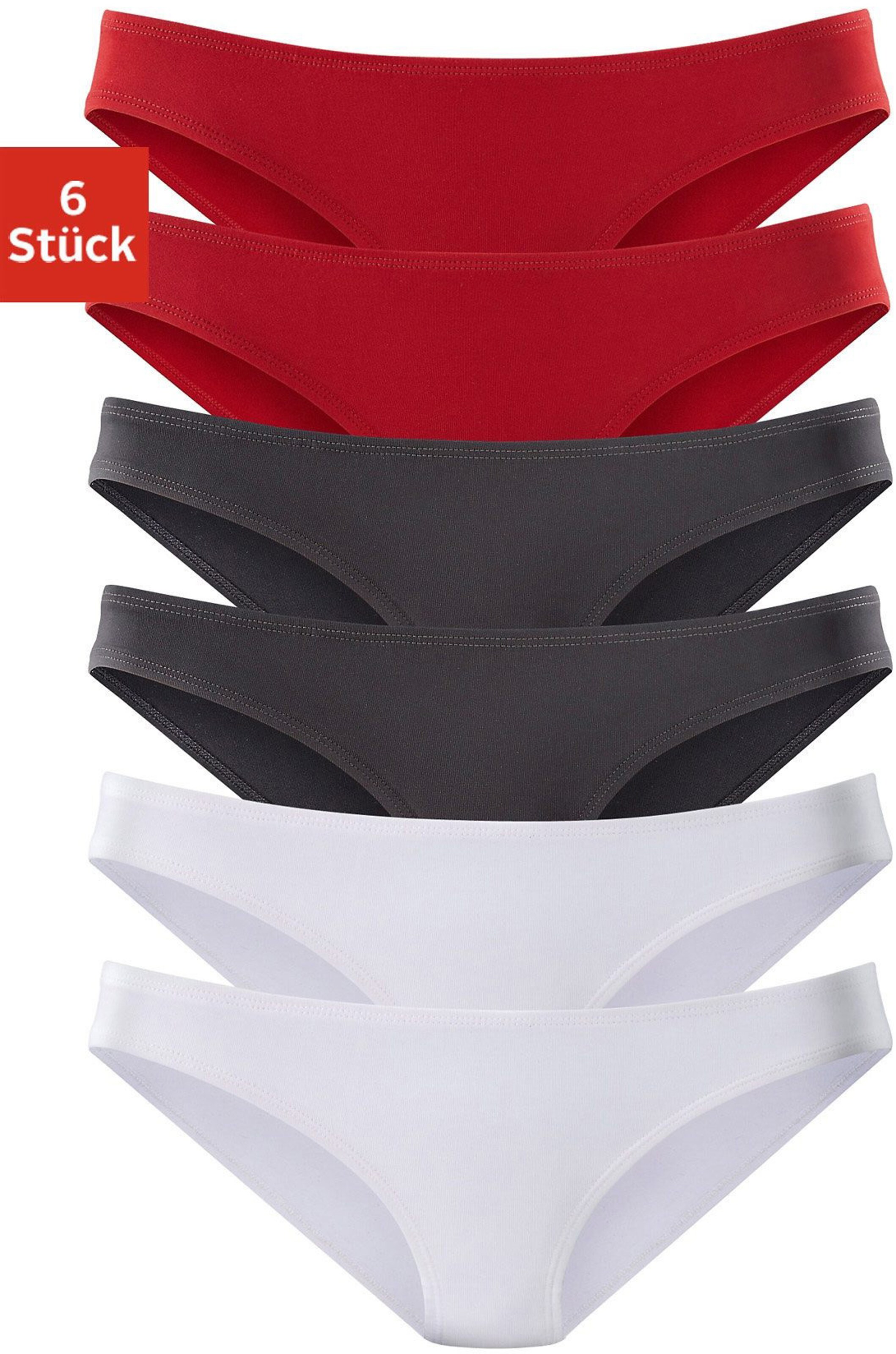 Bikinislip in rot, schwarz, weiß