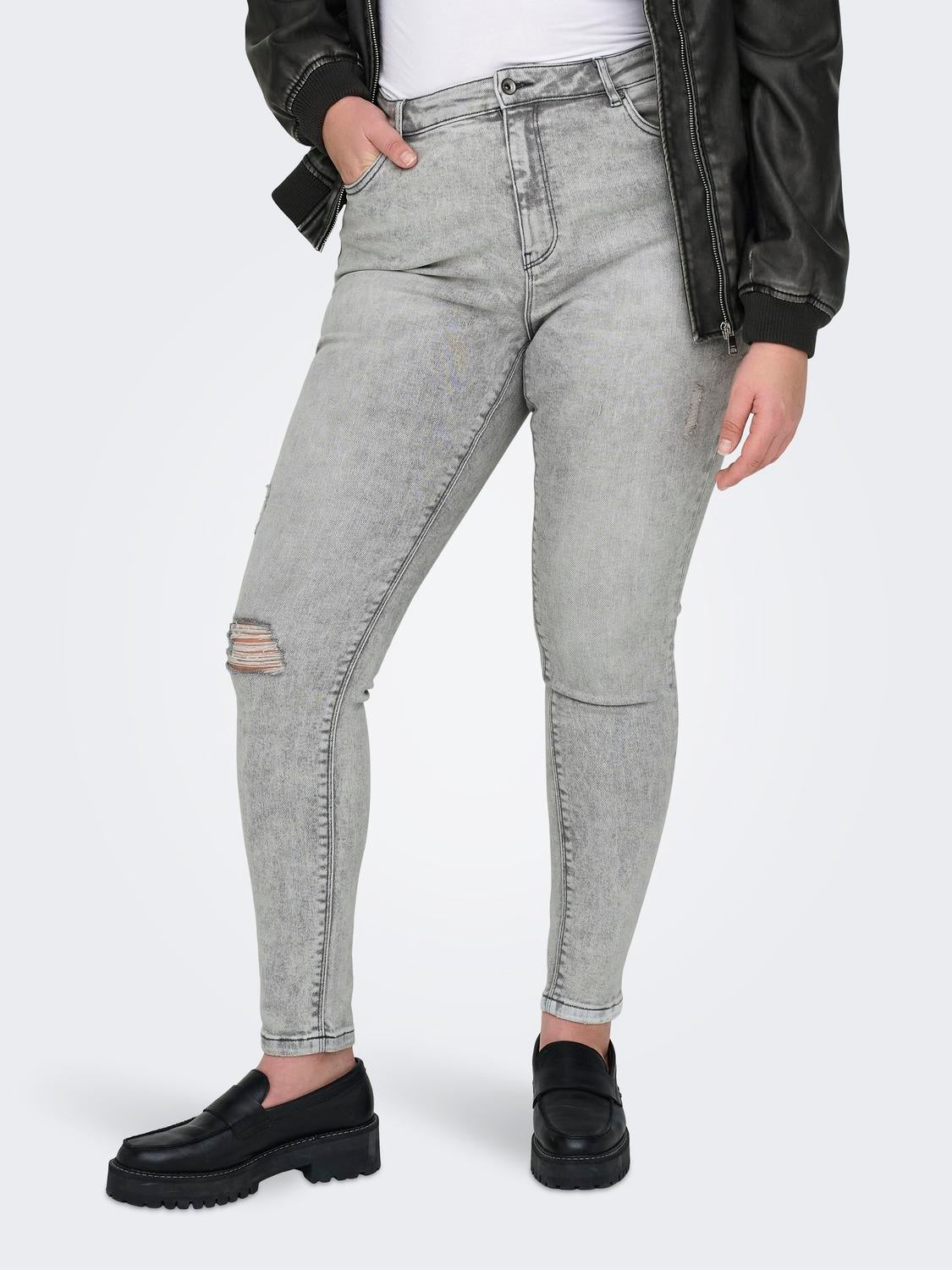 CARMILA Hohe Taille Skinny Fit Jeans Light Grey Denim