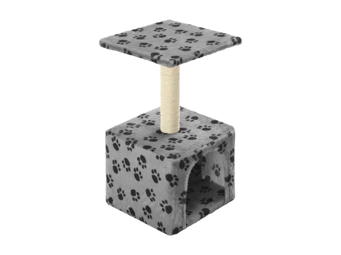 Arbre à chat avec griffoirs en sisal 55 cm Gris Motif de pattes