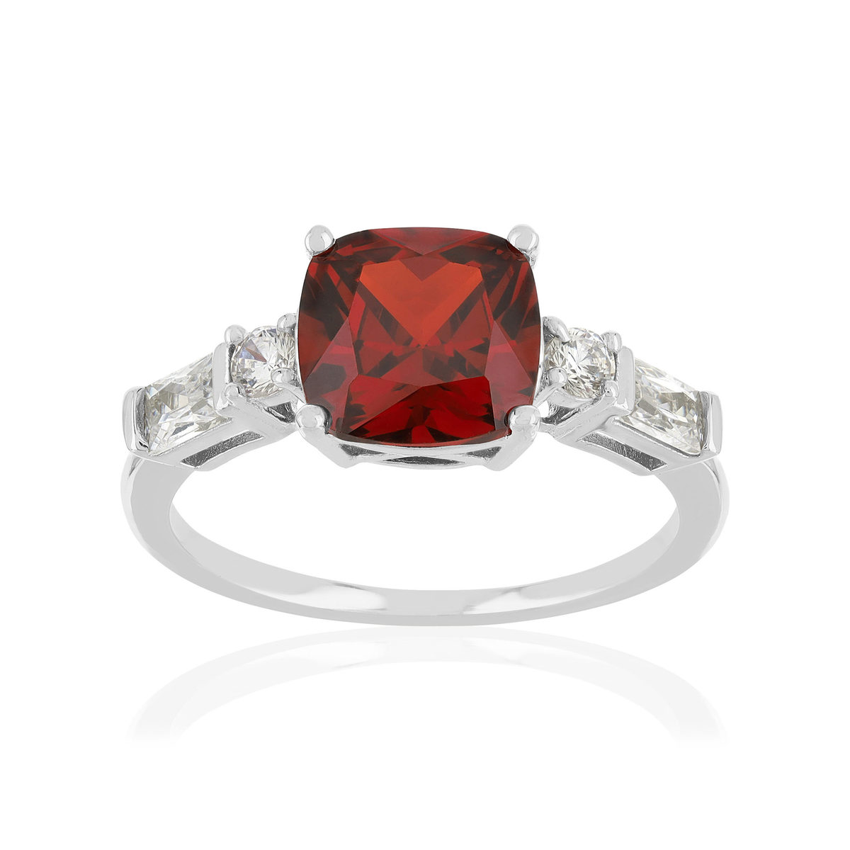 Bague argent 925 zirconia couleur grenat et zirconias blancs