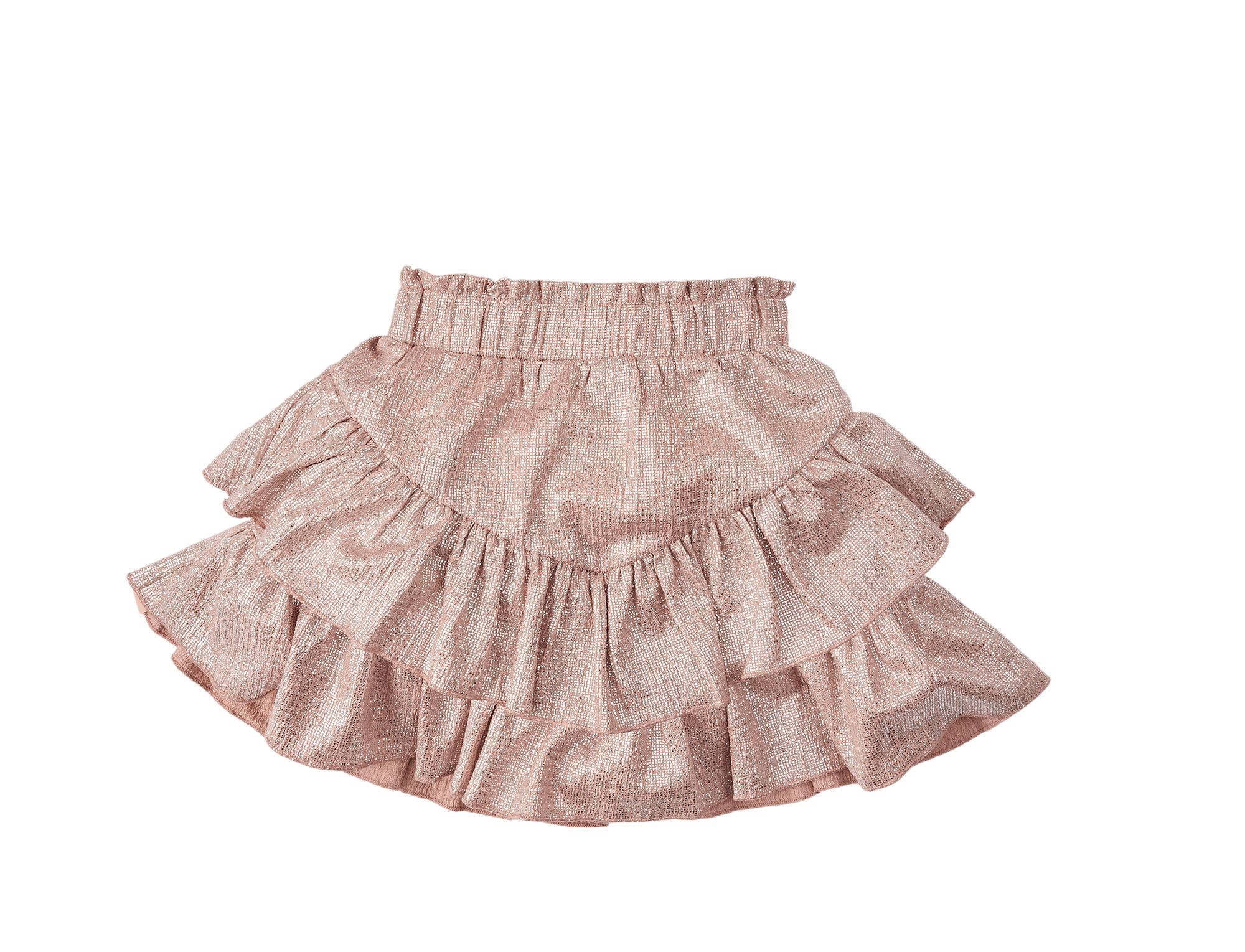 Z8 strokenrok Cleo met ruches en glitters roze