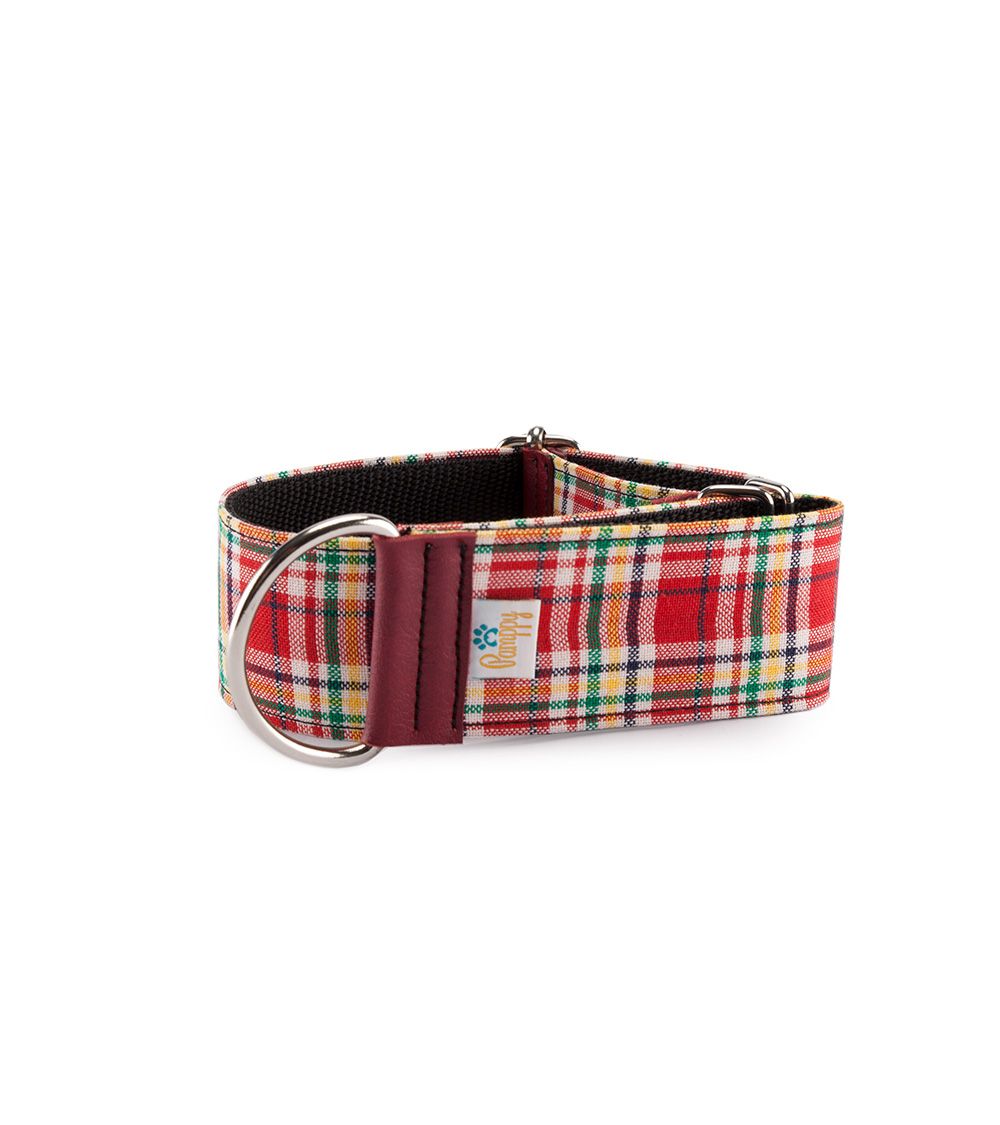 Coleira ajustável Speedy Greyhound, xadrez vermelho