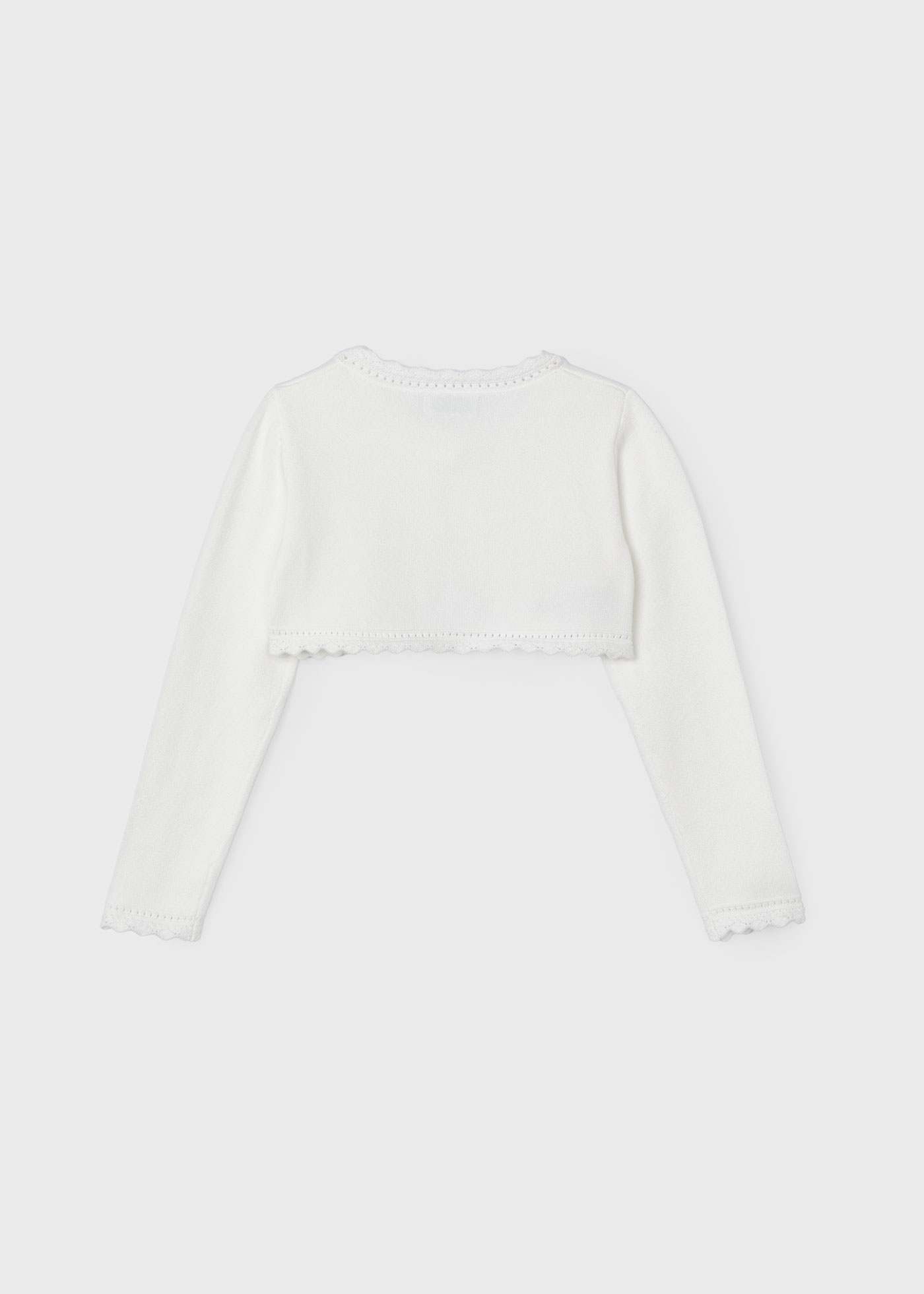 Cardigã feminino Better Cotton em fio metálico na cor nude.