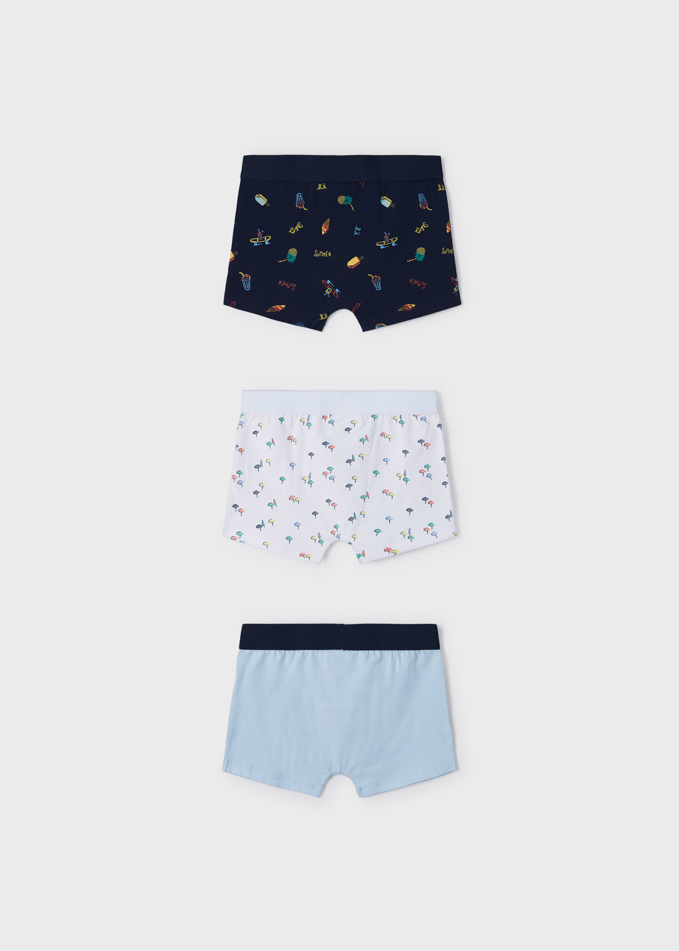 Pacote com 3 cuecas boxer estampadas de algodão para meninos