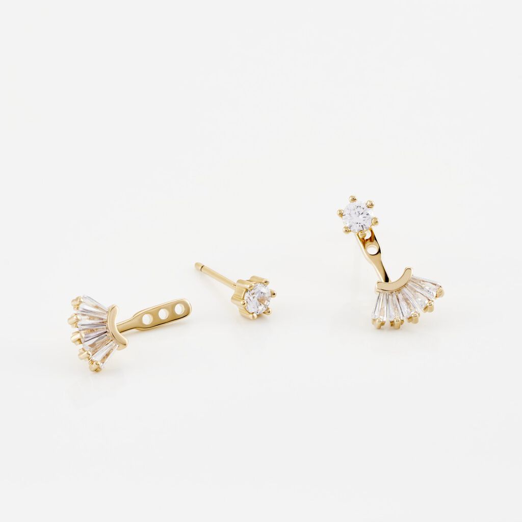 Bijoux D'oreilles Plaqué Or Jaune Allon Oxydes De Zirconium