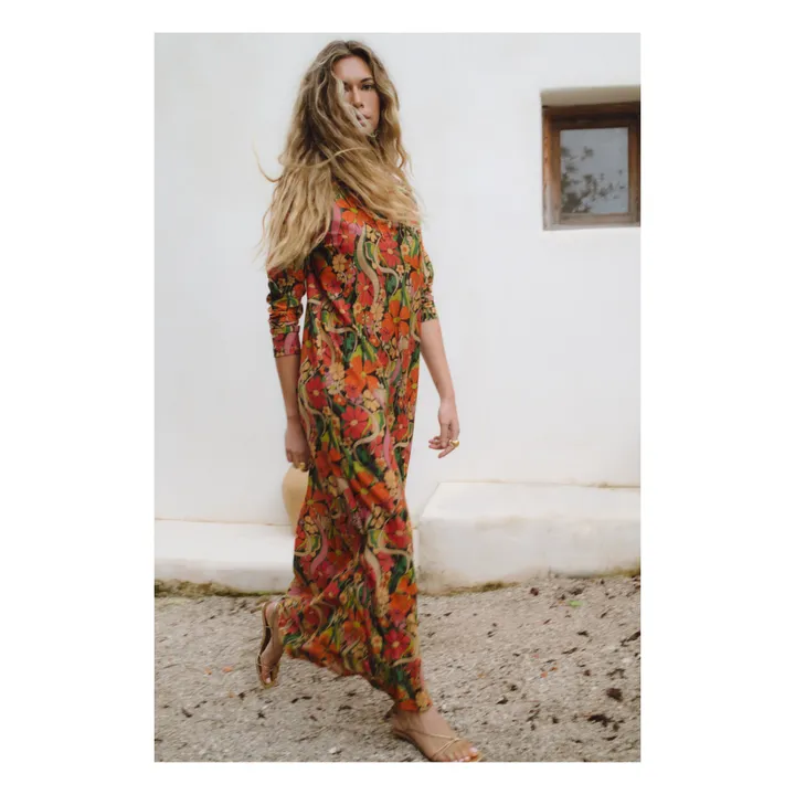 JoSephine Robe Fleurs Negroni Métallisée | Orange