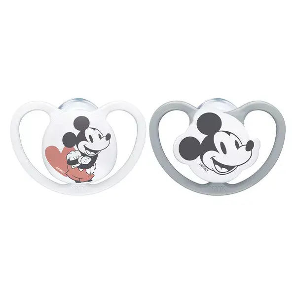 Chupeta de silicone Nuk Space +6m Mickey Mouse, pacote com 2 unidades