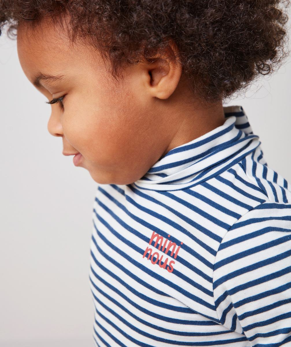 SOUS-PULL BÉBÉ GARÇON EN COTON BIO IMPRIMÉ À RAYURES MARINE