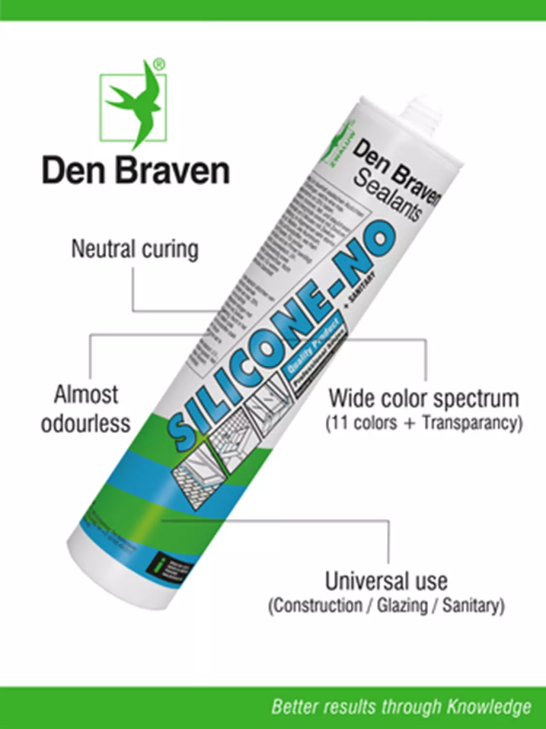 Zwaluw Den Braven 30619414 - Silicone-NO   Sanitary Siliconenkit - Grijs - 310ml