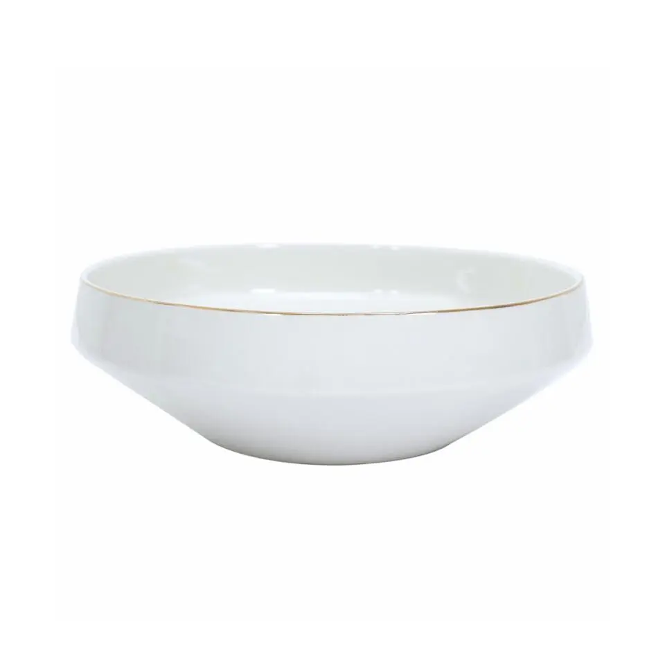 OTIX Saladeschaal Slakom Serveerschaal 25cm Wit met gouden rand Porselein