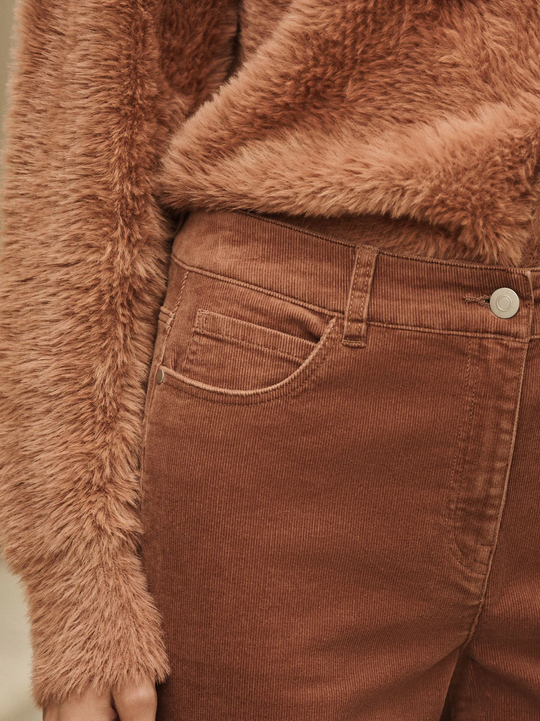 Lichtbruin - Corduroy boot cut broek