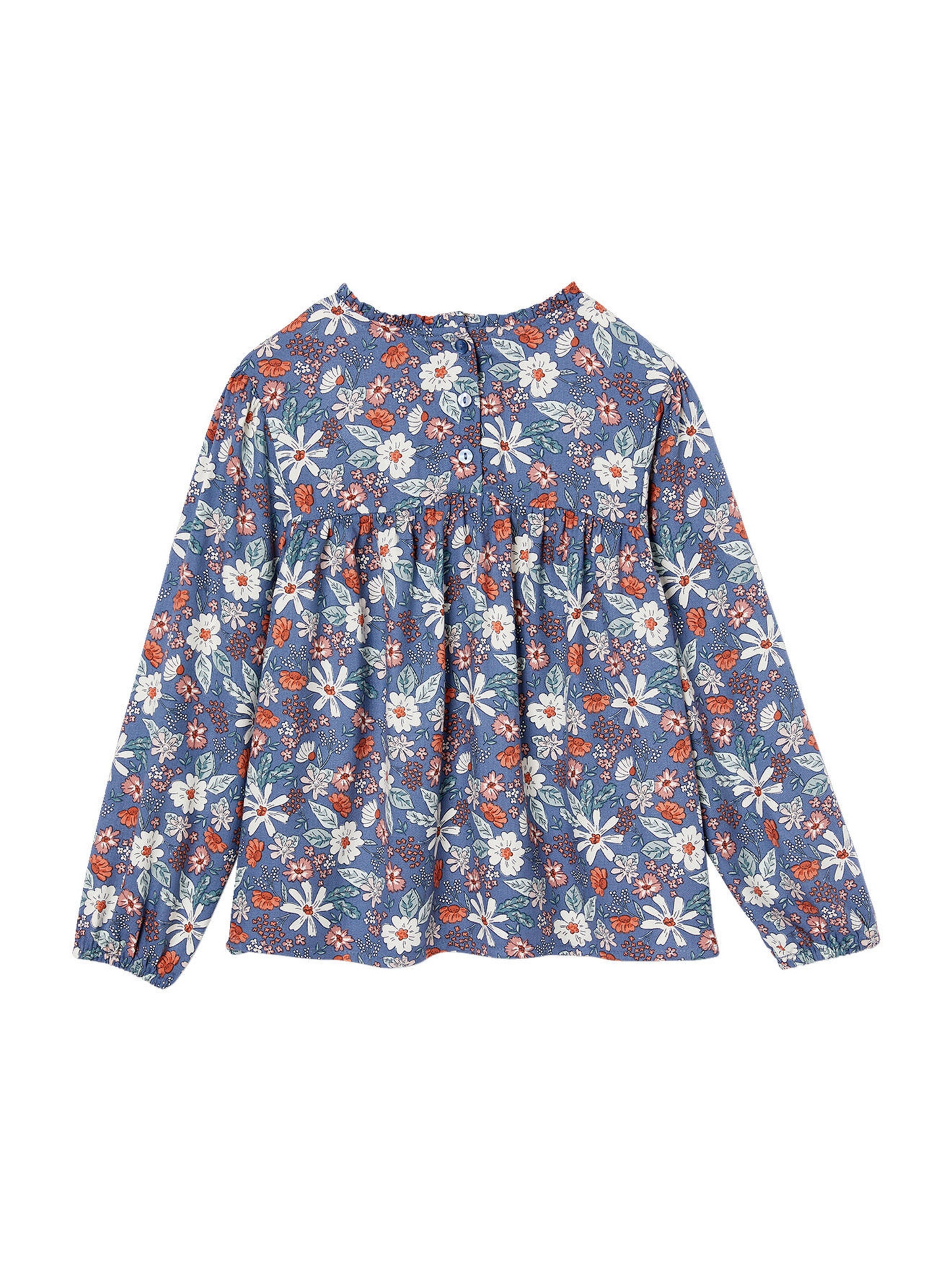 Vertbaudet Mädchen Bluse mit Blumenmuster indigo-blau