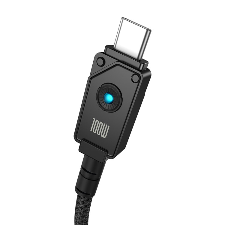 (1m) 100W USB C auf USB C Ladekabel Nylon Datenkabel - Schwarz